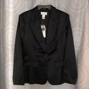 NWT Spiegel black satin blazer. Size 14
